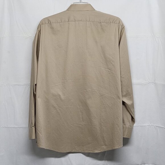 Arrow Mens Dress Shirt Satin Twill XXL 18.5 36/37 Button Up Long Sleeve Beige - Picture 9 of 15